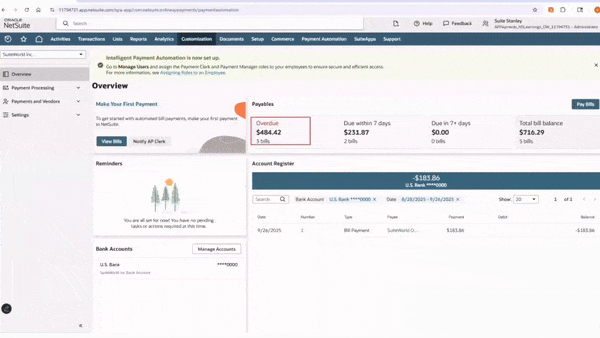 NetSuite Intelligent Payment Automation demo
